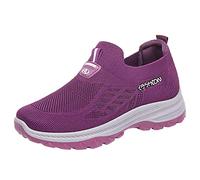 Women's Hands Free Slip-ins Go Walk Flex-Relish Sneaker Lightweight Breathable Mesh Athletic Sports Shoes High Traction Sole Running Trainers Outdoor Fitness Jogging Sneakers Purple