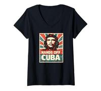 Women's “Hands Off Cuba”, Vintage Anti-War V-Neck T-Shirt