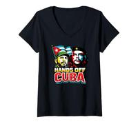 Women's “Hands Off Cuba”, Vintage Anti-War V-Neck T-Shirt