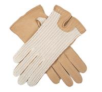 Women's Handsewn Crochet-Back Imitation Peccary Leather Driving Gloves - TOFFEE / XL