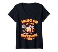 Women's Hang On Let Me Overthink This Cute Bee Retro Introverts V-Neck T-Shirt