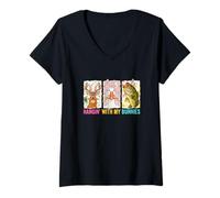 Women's Hangin' with Bunnies Easter Hunter Fisher Bunny Goose Fish V-Neck T-Shirt