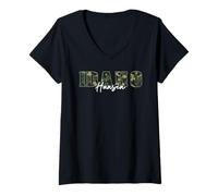 Women's Hansen Idaho Camo Novelty Graphic Souvenir V-Neck T-Shirt