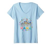 Womens Happiest Mama On Earth Family Trip Happiest Place Fan Gift V-Neck T-Shirt