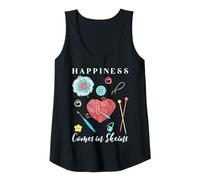 Womens Happiness Comes in Skeins Cute Knitting and Crochet Tank Top
