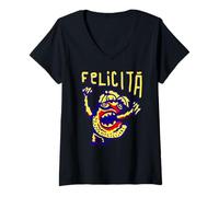 Womens Happiness in Italian Language, Happy Italy V-Neck T-Shirt