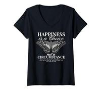 Women's Happiness is a Choice Not a Circumstance Mindful Motivation V-Neck T-Shirt