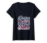 Womens Happiness is a Myth Made Real by The Pursuit Retro pop tee 3 V-Neck T-Shirt