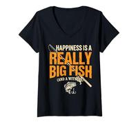 Women's Happiness is A Really Big Fish (and A Witness) V-Neck T-Shirt