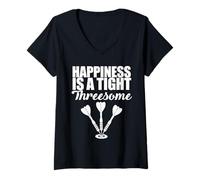 Womens Happiness is a Tight Threesome Darts V-Neck T-Shirt