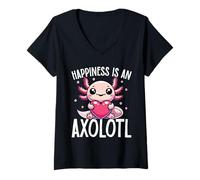 Womens Happiness is an Axolotl Cute Animal V-Neck T-Shirt