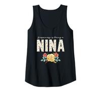 Womens Happiness is Being A Nina Floral Flower Grandma Tank Top