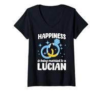 Womens Happiness Is Being Married To A Lucian St. Lucia Spouse V-Neck T-Shirt