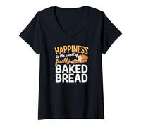 Women's Happiness is The Smell of Freshly Baked Bread Baking V-Neck T-Shirt