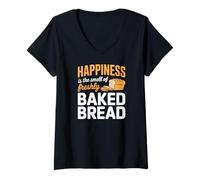 Women's Happiness is The Smell of Freshly Baked Bread Baking V-Neck T-Shirt