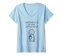 Women's Happiness Little Sips Coffee Drinker Minimalist V-Neck T-Shirt