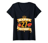 Women's Happy 27 Birthday 27 Years Old V-Neck T-Shirt