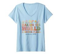 Womens Happy 27th Bday Making The World A Better Place Since 1998 V-Neck T-Shirt