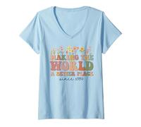Womens Happy 39th Bday Making The World A Better Place Since 1986 V-Neck T-Shirt