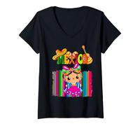 Womens Happy 5 De Mayo Cinco de Mayo Viva Mexico Fiesta Senorita V-Neck T-Shirt