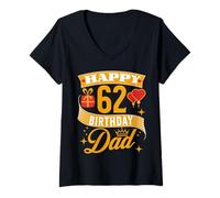 Womens Happy 62 Birthday Dad Birthday 62 Years Old V-Neck T-Shirt