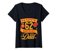 Womens Happy 62 Birthday Dad Birthday 62 Years Old V-Neck T-Shirt