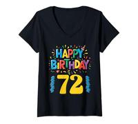 Womens Happy 72nd Birthday Apparel Fun Party Design V-Neck T-Shirt