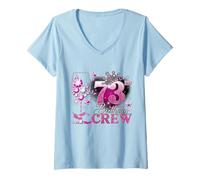 Women's Happy 73rd Birthday Crew Pink Wine 73 Years Old Queen V-Neck T-Shirt