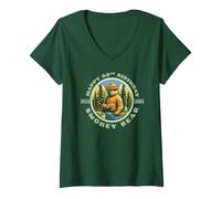 Women's Happy 80th Birthday Smokey Bear Officially Licensed V-Neck T-Shirt
