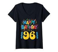 Womens Happy 96th Birthday Apparel Bright and Fun V-Neck T-Shirt