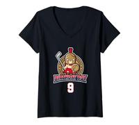 Women's Happy 9th Birthday Boy Little Roman Warrior Ice Hockey V-Neck T-Shirt