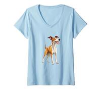 Womens Happy and Joyful Jack Russell Terrier Enthusiast V-Neck T-Shirt