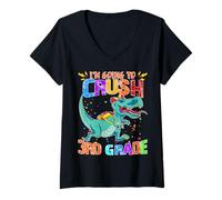 Womens Happy Back to School Look Out I'm Going to Crush Third Grade V-Neck T-Shirt