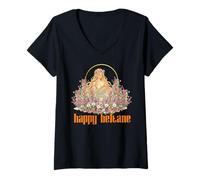 Women's Happy Beltane Blessings May Day Celebrations Pagan Floral V-Neck T-Shirt