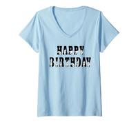 Womens Happy Birthday alphabet Hands American Sign Language Asl V-Neck T-Shirt