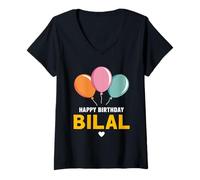 Womens Happy Birthday Bilal V-Neck T-Shirt