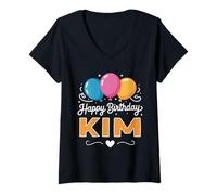 Women's Happy Birthday Kim V-Neck T-Shirt