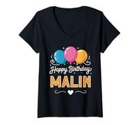 Women's Happy Birthday Malin V-Neck T-Shirt