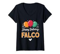 Womens Happy Birthday Saying Falco V-Neck T-Shirt