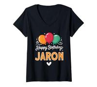 Womens Happy Birthday Saying Jaron V-Neck T-Shirt