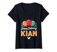 Womens Happy Birthday Saying Kian V-Neck T-Shirt