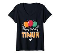 Womens Happy Birthday Saying Timur V-Neck T-Shirt