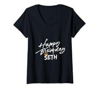 Womens Happy Birthday Seth tees for Party V-Neck T-Shirt