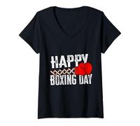 Womens Happy Boxing Day December Holiday Celebration V-Neck T-Shirt