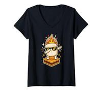 Women's Happy Camping Marshmallow Dab Dance Around the Fire V-Neck T-Shirt