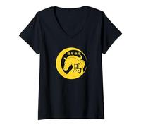 Womens Happy Chinese New Year Art 2026 Crescent Year of The Horse V-Neck T-Shirt