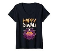 Women's Happy Diwali Hindu Celebration V-Neck T-Shirt