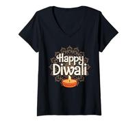 Womens Happy Diwali Hindu Celebration V-Neck T-Shirt