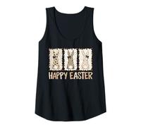 Womens Happy Easter Bunny Trio Leopard Pattern Plaid Polka Dot Art Tank Top