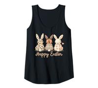 Womens Happy Easter Cute Bunny Trio Spring Farmhouse Art Women Girl Tank Top
